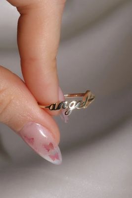 حلقه نام فرشتگان طلا برای زنان دست ساز درخشش 925 نقره ای مدرن