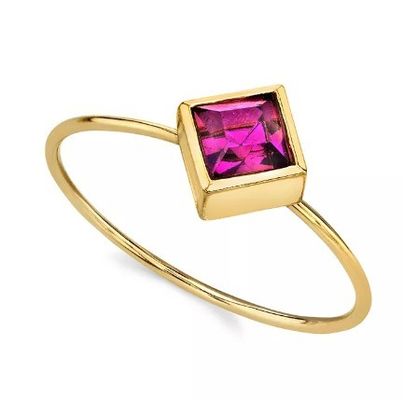 حلقه کریستالی زرق و برق 14K طلا