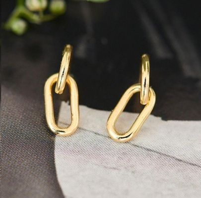 مراسم عروسی ساده نقره ای کابل لینک استد گوشواره 30 میلی متر ارتفاع طراحی زیبا
