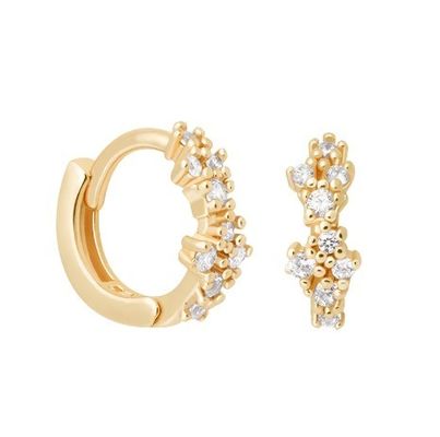 گل شکل سفید CZ 925 Sterling Silevr Huggies گوشواره ها برای زنان