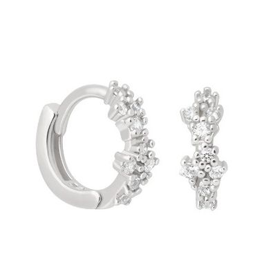 گل شکل سفید CZ 925 Sterling Silevr Huggies گوشواره ها برای زنان