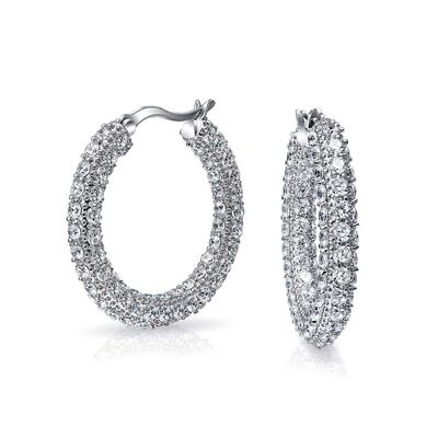 گوشواره های 925 استرلینگ نقره ای عروسی سفید CZ حلقه ای برای عروسی های مد