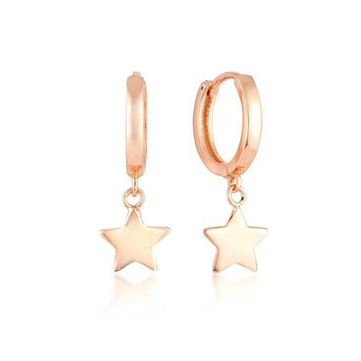طلايي 14K طلایی ستاره شکل گوشواره های حلقه ای برای زنان جواهرات روزمره ساده