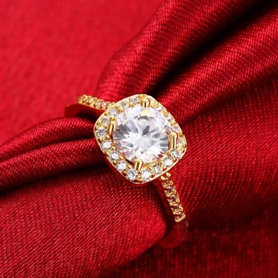 حلقه های طلا شده الماس 18K اندازه 5 - اندازه 10 زن حلقه نامزدی