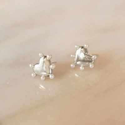 شکل قلب مروارید گوشواره های دست ساز در 925 نقره 14K طلا برای دختران مد جواهرات زیبا