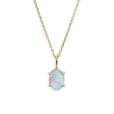 دست ساز 18K طلا پوشانده Pendant Prong تنظیم سنگ اپال 925 نقره گردنبند