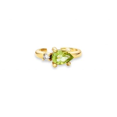 گوشواره کاف پریدوت CZ CZ با طرح مرسوم، نقره 925 با روکش طلا 18 عیار