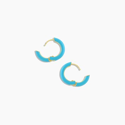 لوگو سفارشی Chunky 18K Gold Plated Hoop رنگ ترکوئزی زینتی رنگ 925 Sterling Silver Huggies گوشواره ها