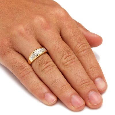 نقره / برنج مردانه حلقه عروسی الماس در 18k طلا پوشانده با الماس های صاف