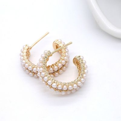 لوازم جانبی زنانه 925 گوشواره های حوله نقره ای با مادر مروارید روشن CZ