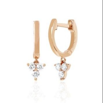 14K طلا گلدان مینی Huggie الماس سه قطره گوشواره نقره جواهرات مواد اصلی