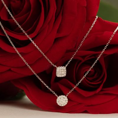 گردنبند 18K طلا شده 925 استرلینگ نقره مربع مکعب زرکونیا