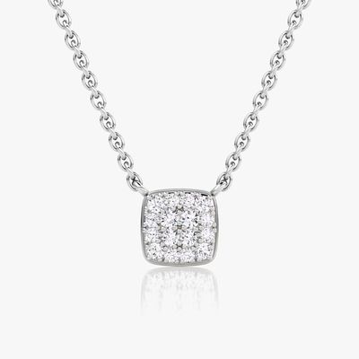 گردنبند 18K طلا شده 925 استرلینگ نقره مربع مکعب زرکونیا