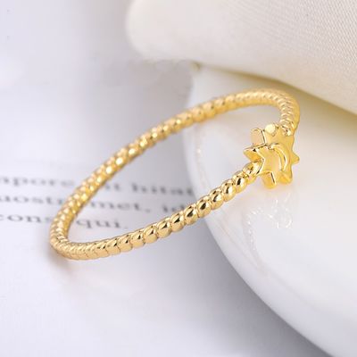انگشتر نقره استرلینگ 925 طرح ماه و خورشید روکش طلای 18 عیار جواهرات یونیسکس