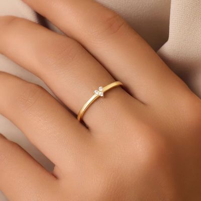 925 استرلينگ نقره زرين پوشيده شده CZ حلقه لوتوس براي زنان
