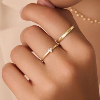 925 استرلينگ نقره زرين پوشيده شده CZ حلقه لوتوس براي زنان