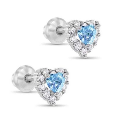 925 استرلینگ نقره 14K طلای قلب CZ گوشواره های بچه