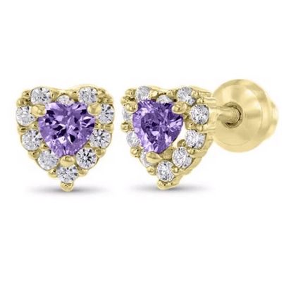 925 استرلینگ نقره 14K طلای قلب CZ گوشواره های بچه
