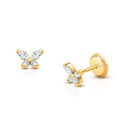 گوشواره های 925 استرلینگ نقره ای 18K طلا شده پروانه 1.5g