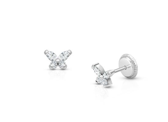 گوشواره های 925 استرلینگ نقره ای 18K طلا شده پروانه 1.5g