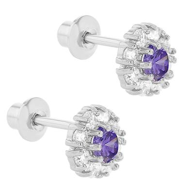 925 گوشواره گل نقره ای با CZ برای کودکان 30PRS MOQ