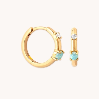 اسطوره 18K طلا شده Opal Hoops 925 Sterling Silver جدیدترین Huggies گوشواره های مد